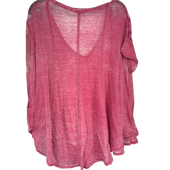 We The Free Pink Burnout V Neck Flowy Oversized Tee Womens Size M - Picture 2 of 5